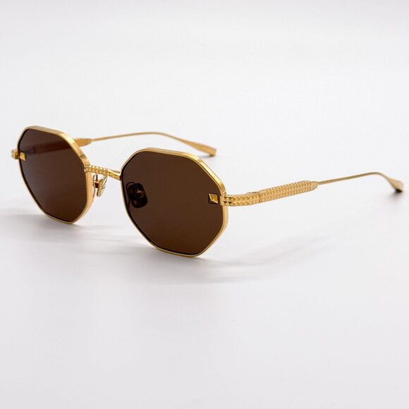 NEW VALENTINO SUNGLASSES VLS-122C GOLD/BROWN WOMEN VALENTINO EYEWEAR